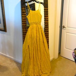 Mustard Color Sun dress with split